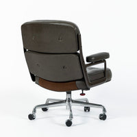 Eames Time Life Executive Lobby Chair for Herman Miller, Dark Gray Leather Office Desk Chair, 1988