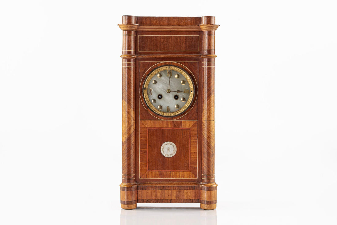 Antique French Wooden Chiming Mantel Clock, circa 1900