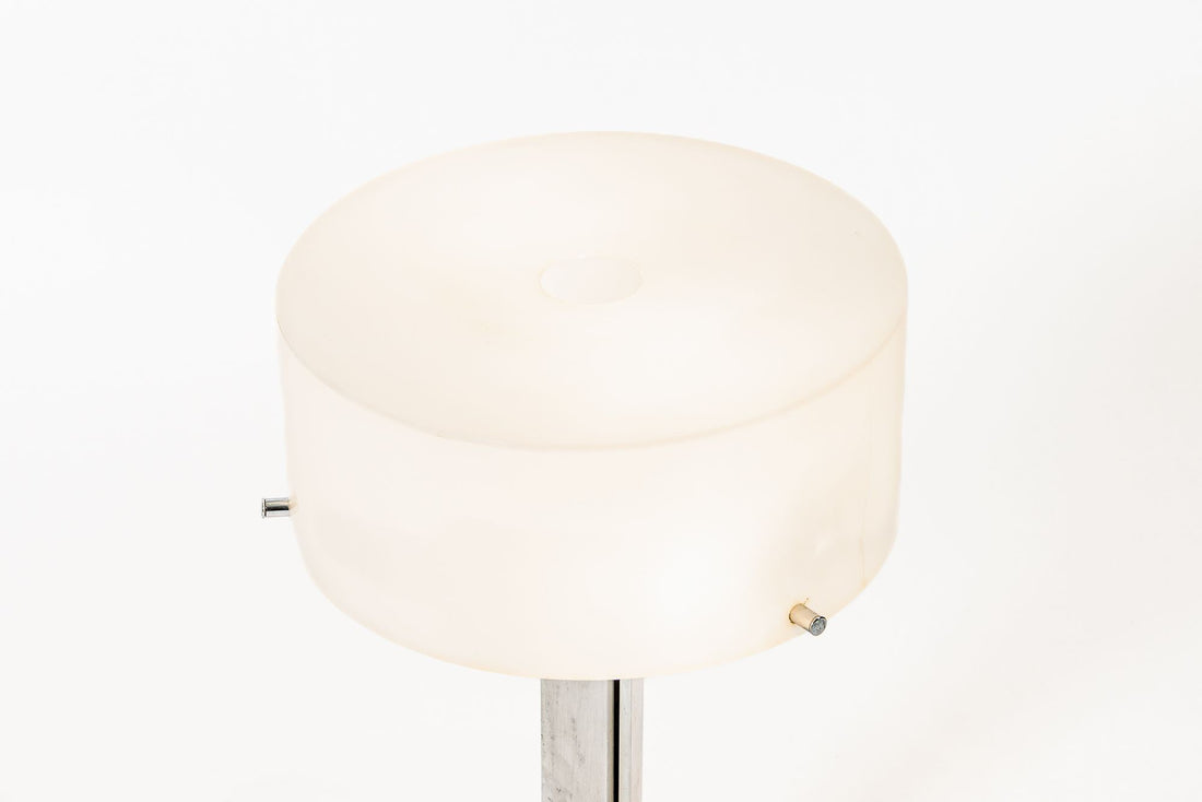 Vintage Mid Century Silver & White Acrylic Shade Table Lamp