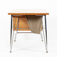 Kem Weber Trimline Desk for Heywood Wakefield, Mid Century Modern Birch and Chrome Office Desk, 1950s