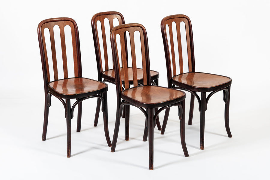 Antique Bentwood Bistro Cafe Chairs by Josef Hoffman for Thonet