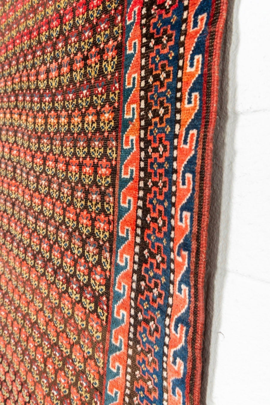 Antique Handmade Kurdish Red and Pink Floor Rug Runner 6x11