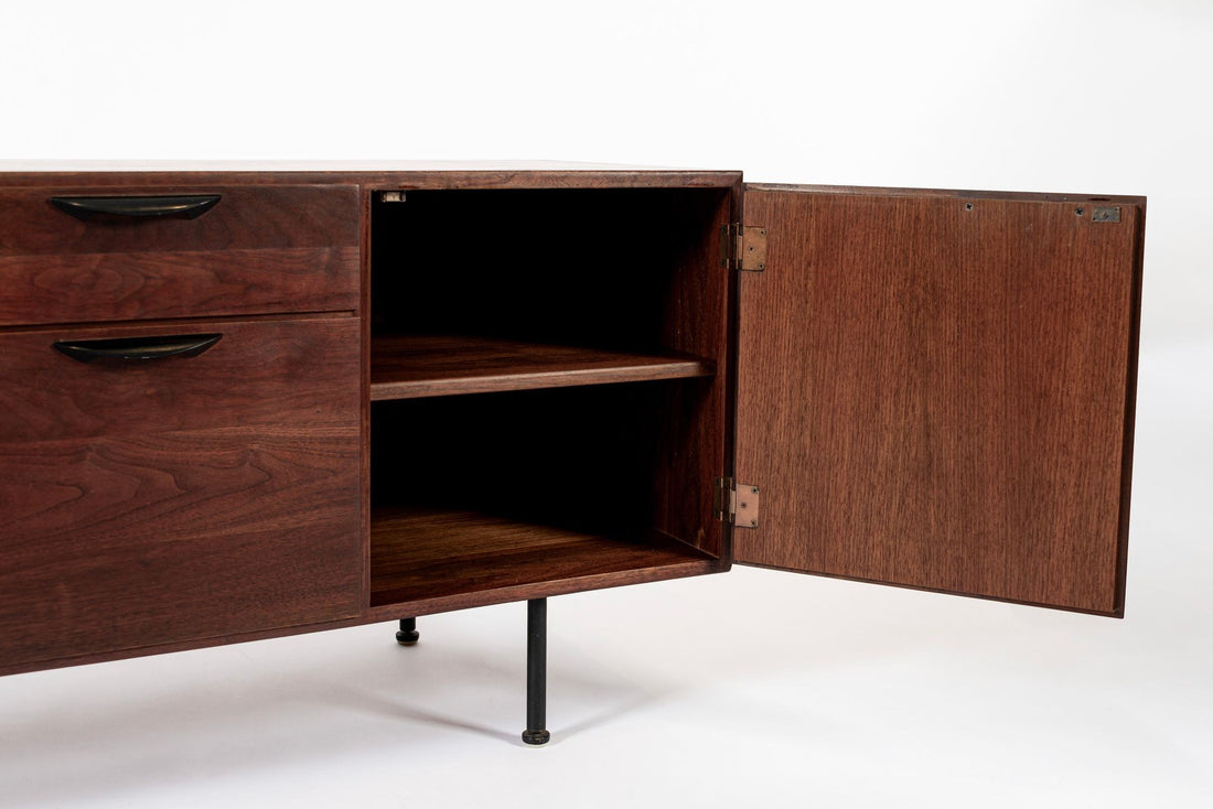 Mid Century Walnut Wood File Cabinet Credenza by Jens Risom