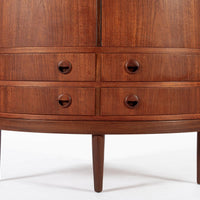 Mid Century Danish Modern Teak Corner Cabinet with Pivoting Drawers