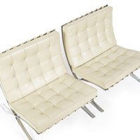 Mid Century Cream Barcelona Chairs by Mies van der Rohe for Knoll, 1980s