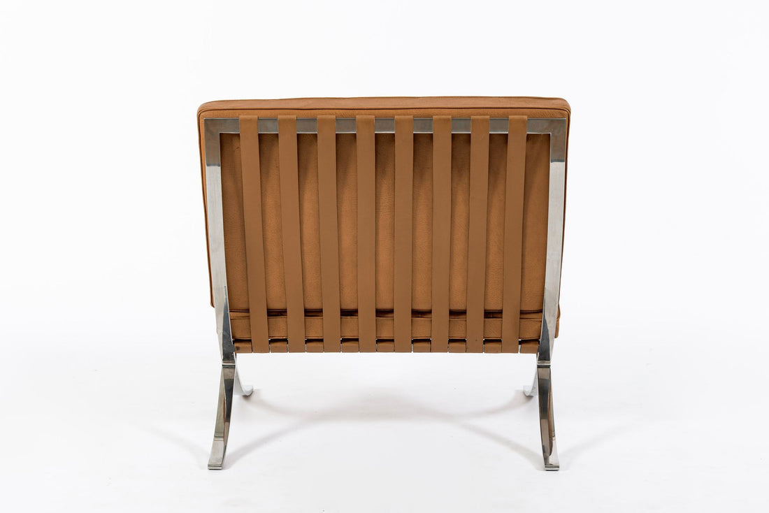 Mid Century Brown Leather Barcelona Chair by Mies van der Rohe for Knoll, 1983