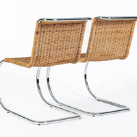 Mies van der Rohe MR10 Cane and Chrome Cantilever Dining Chairs for Stendig, Bauhaus Pair