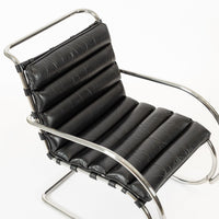 Mid Century MR Black Leather Arm Chairs by Mies van der Rohe for Knoll