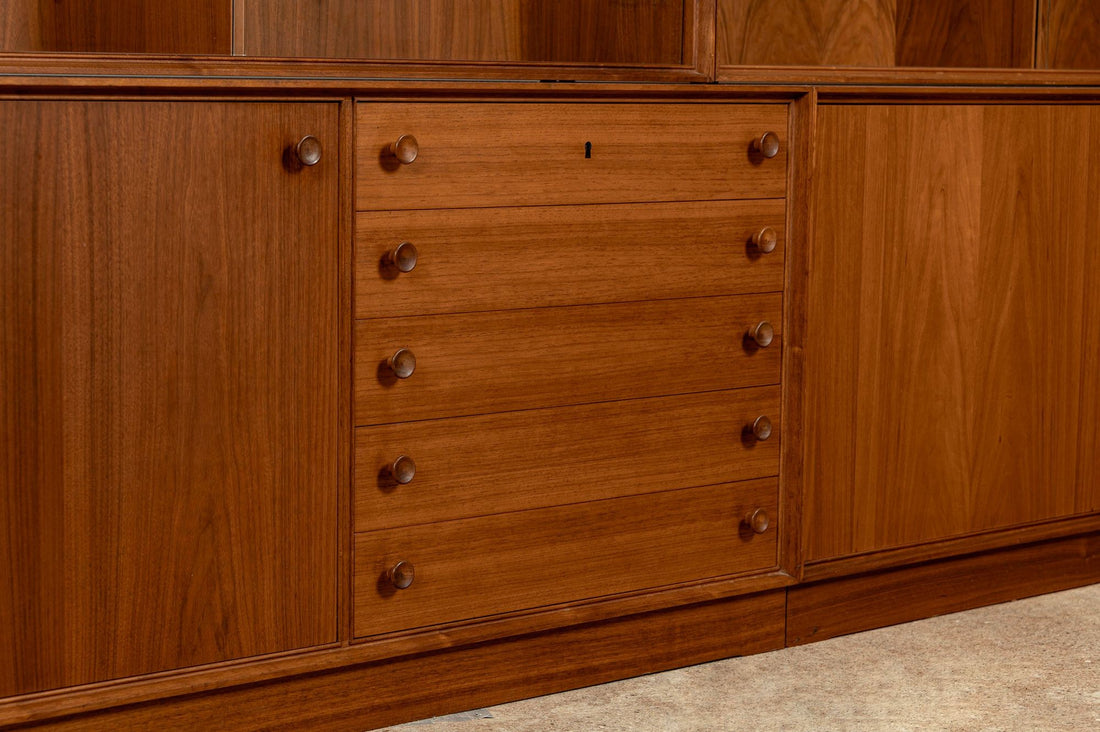 Pair of Swedish Mid-Century Modern Teak Bookcase Display Cabinets, 1960s