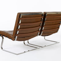 Pair Vintage Brown Tugendhat Lounge Chairs by Mies van der Rohe for Knoll 1960s