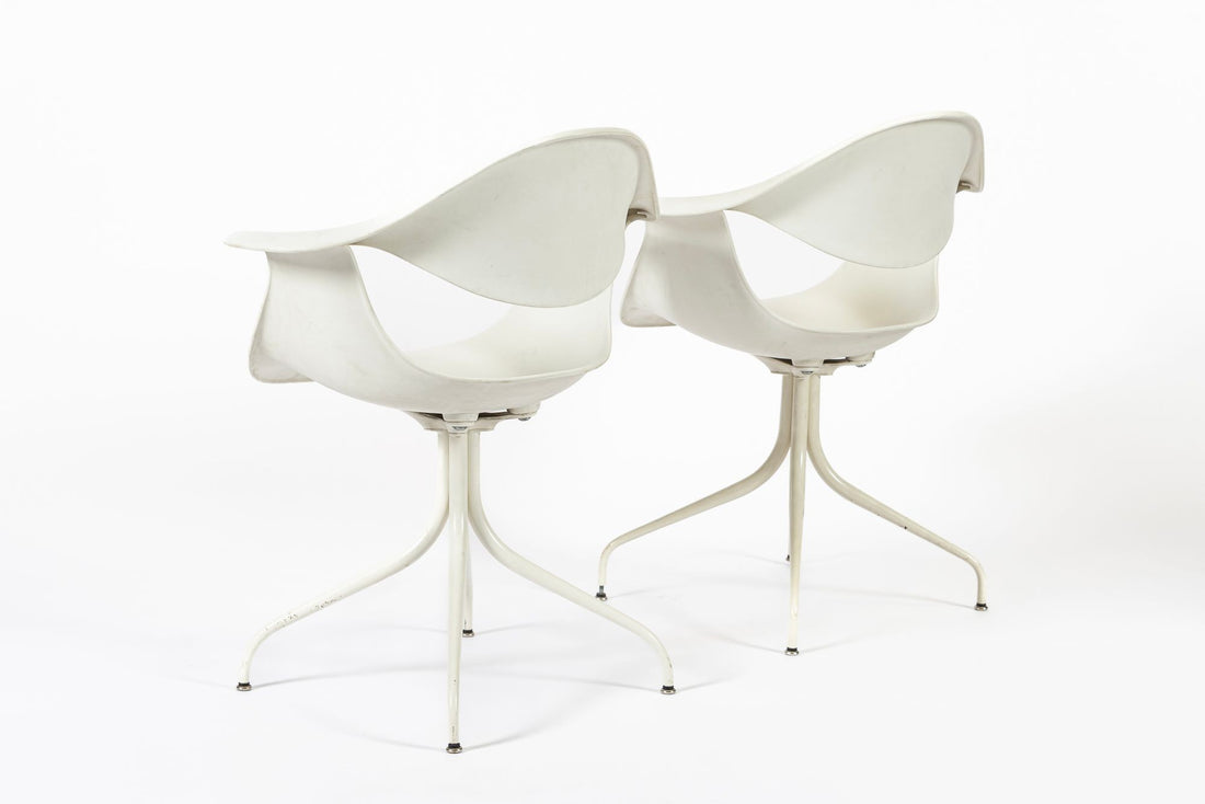 Mid Century White Swag Chairs by George Nelson for Herman Miller