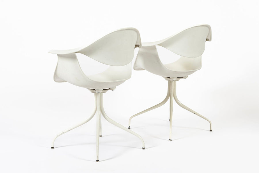 Mid Century White Swag Chairs by George Nelson for Herman Miller
