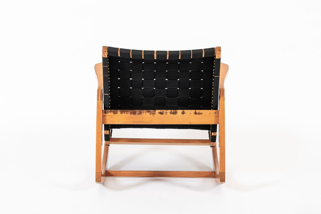Rare Early Mid Century Wooden Rocking Chair by Ralph Rapson, 1940s