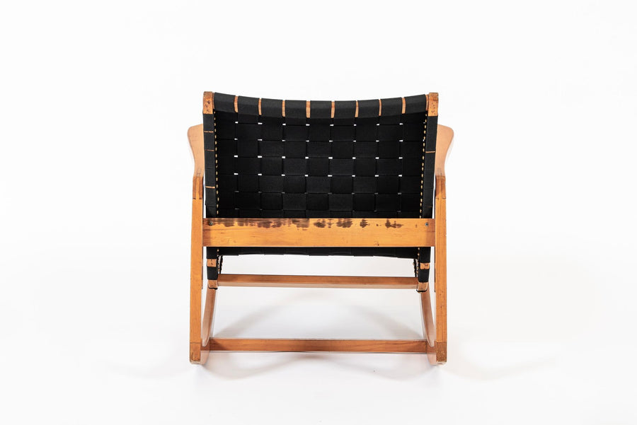 Rare Early Mid Century Wooden Rocking Chair by Ralph Rapson, 1940s