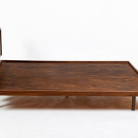 Vintage Mid-Century Walnut Wood Platform Bed by Richard Artschwager (attr.) 1950s