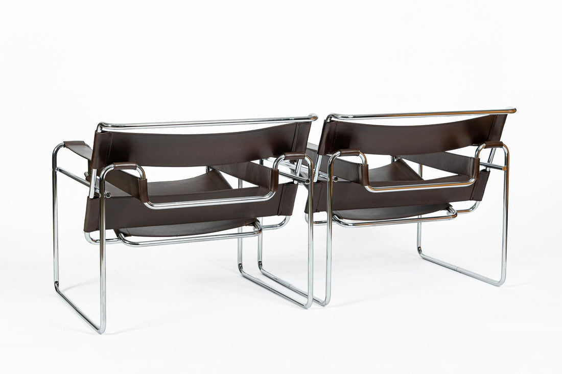 Pair of Mid Century Brown Wassily Chairs by Marcel Breuer for Stendig, 1960s, Labeled