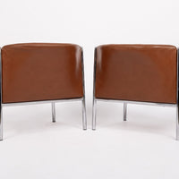 Mid Century Caramel Brown Leather Lounge Chairs by Stendig 1960s