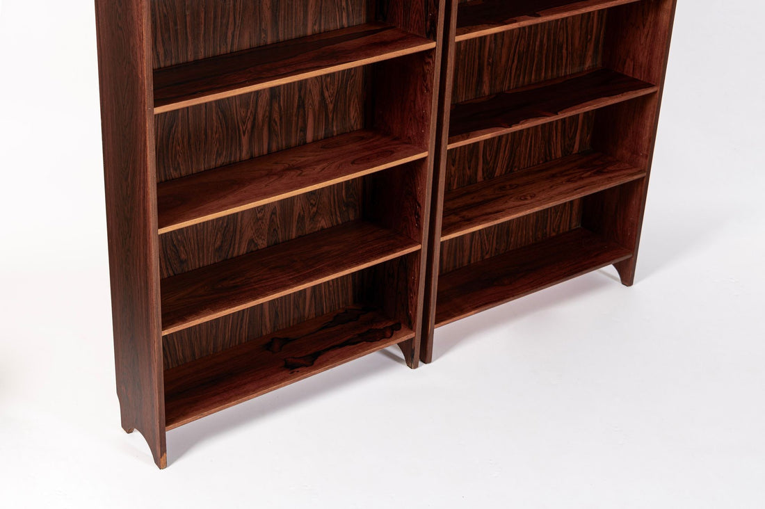 Pair of Mid Century Scandinavian Modern Tall Rosewood Bookcases