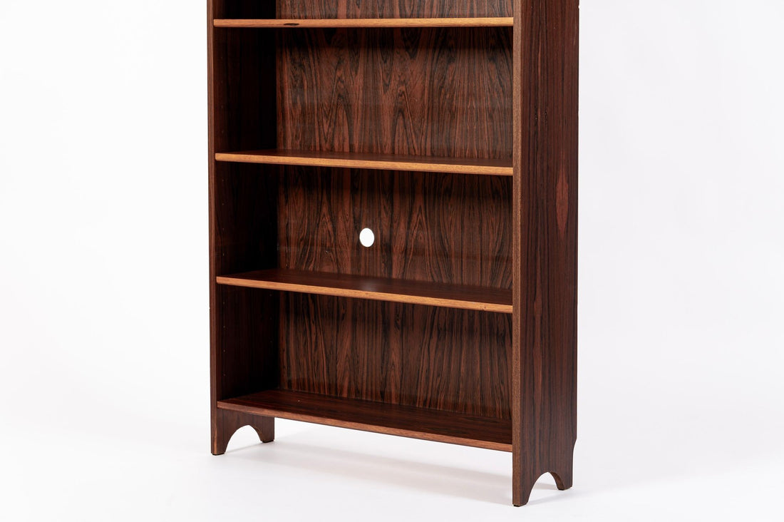 Mid Century Rosewood Bookcase, Scandinavian Tall Display Shelf, 3 Avail