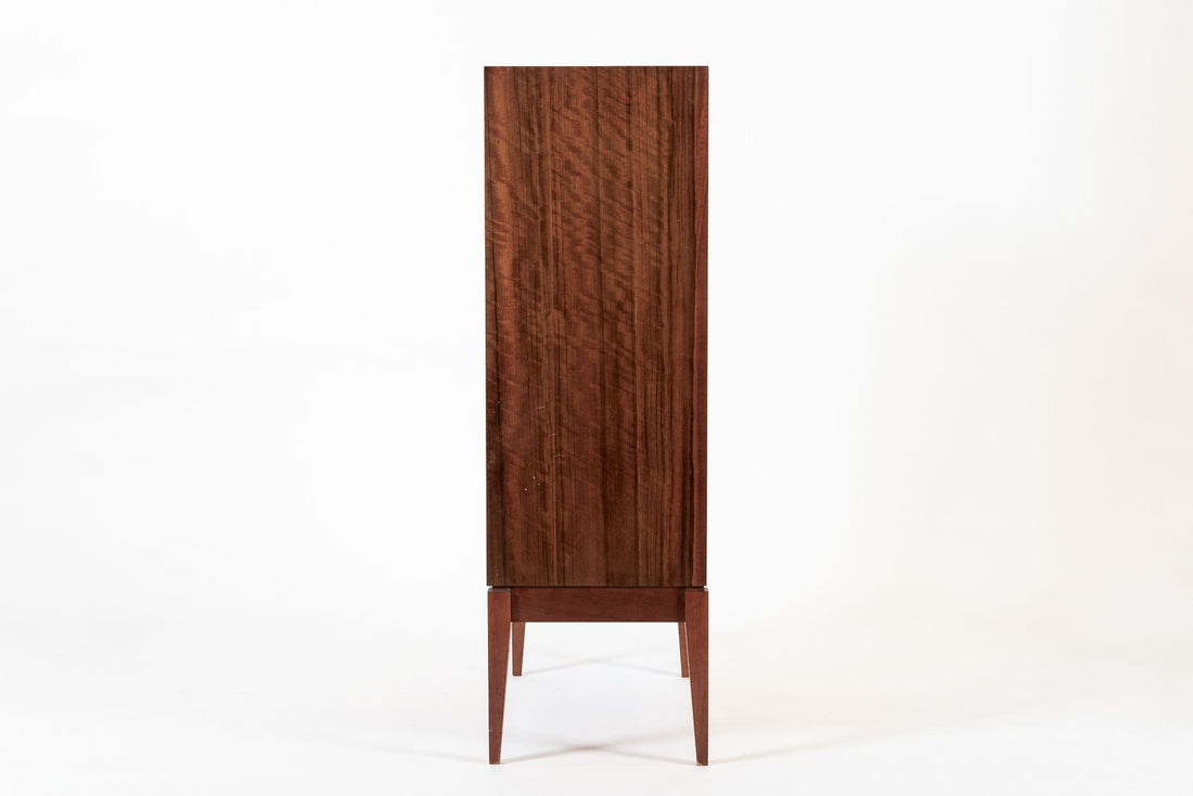 Mid Century Danish Modern Dark Wood Tall Cabinet