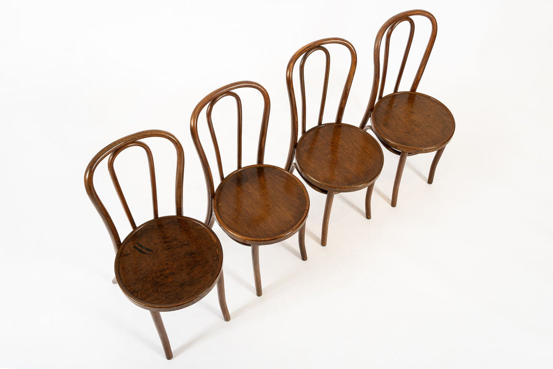 Vintage Antique Bentwood Bistro Cafe Chairs by Thonet Set of 4