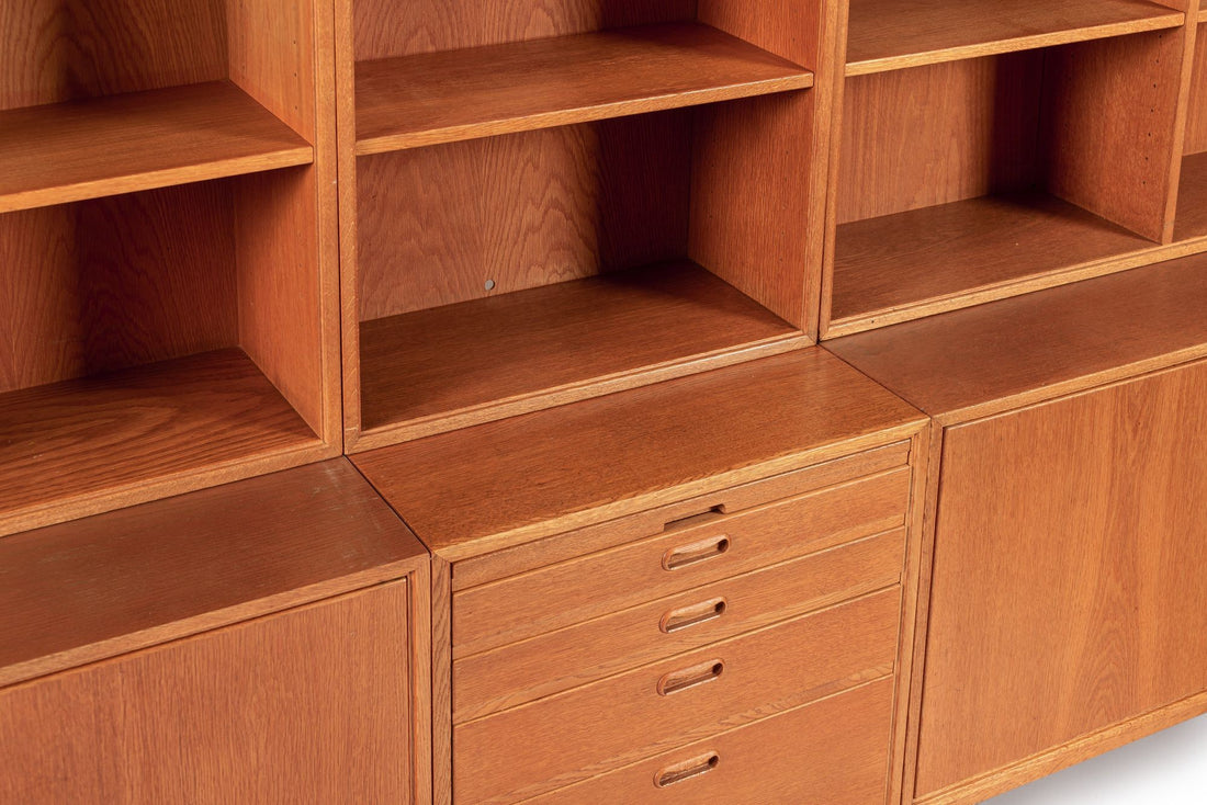 Large Mid Century Danish Teak Wood Bookshelf Wall Unit System