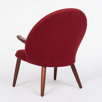 Danish Mid Century Modern Red Upholstery Lounge Chairs by Kurt Olsen, 1960s