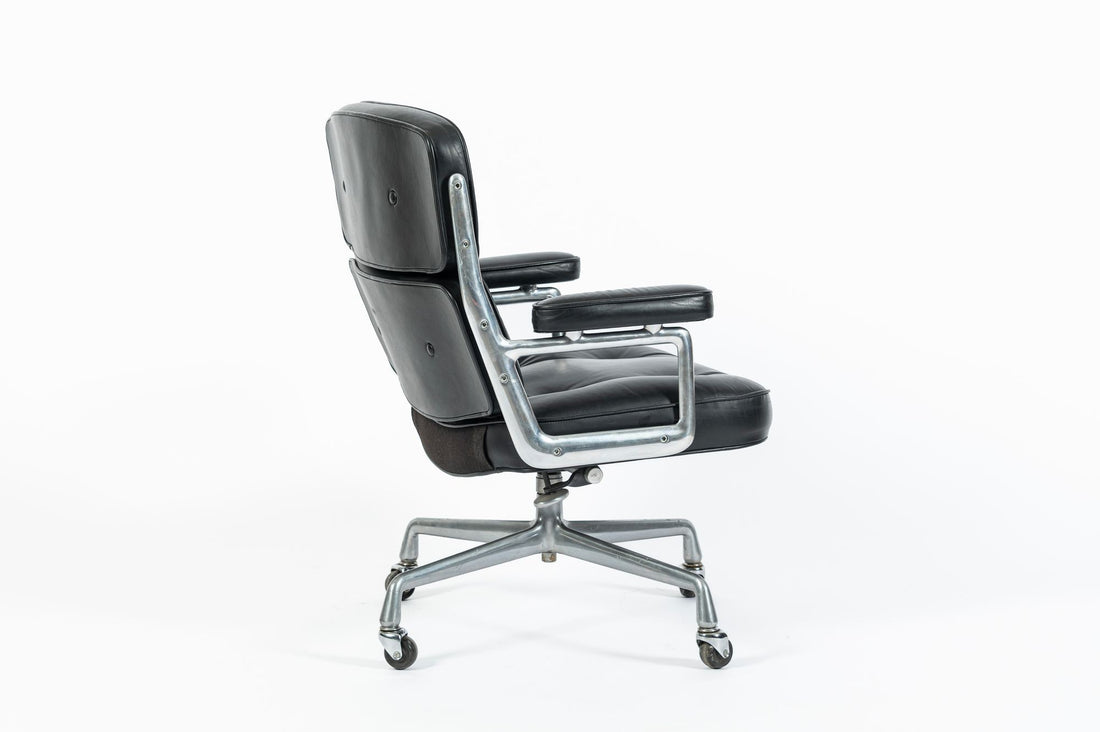 Eames Time Life Executive Lobby Chair Herman Miller Black Leather Office Chair