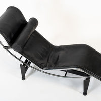 Cassina LC4 Black Leather Chaise Lounge Chair by Le Corbusier 2006