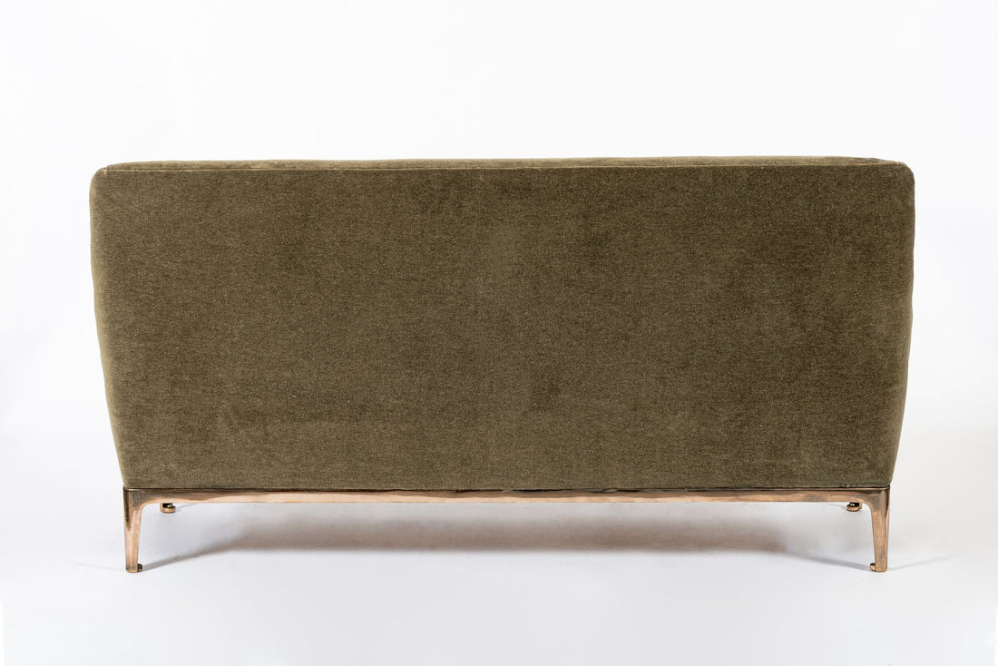 Restored 1940s Art Deco Sofa Mink Mohair, Matching Chair Available