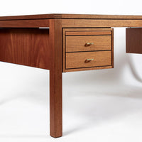 Large Mid Century Danish Modern Mahogany Wood Executive Desk, 2 Matching Avail