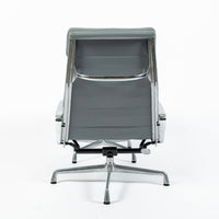 Eames Soft Pad Recliner with Ottoman for Herman Miller, Gray Leather Aluminum Group