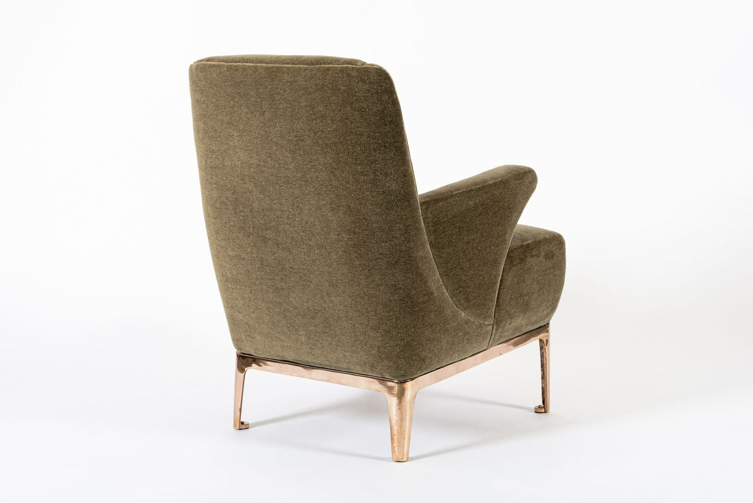 Restored 1940s Art Deco Lounge Chair Mink Mohair, Matching Sofa Available