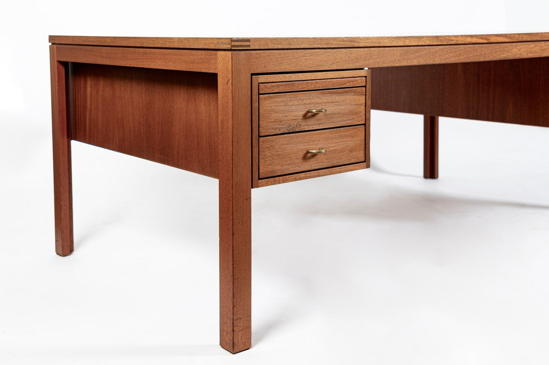 Danish Mahogany Executive Desk by Søborg Møbler, Mid Century Modern Desk, 2 Matching Avail