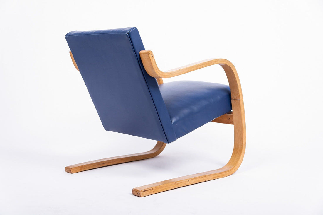 Bauhaus 402 Blue Arm Chair by Alvar Aalto, Made in Finland, 1930s