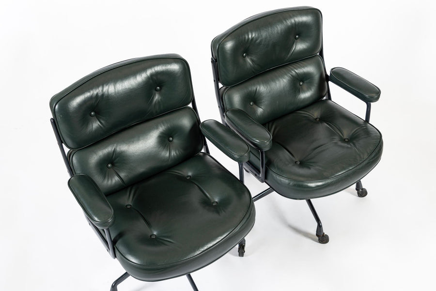 Time Life Green Leather Office Chairs by Eames for Herman Miller, 1996 Set of 4
