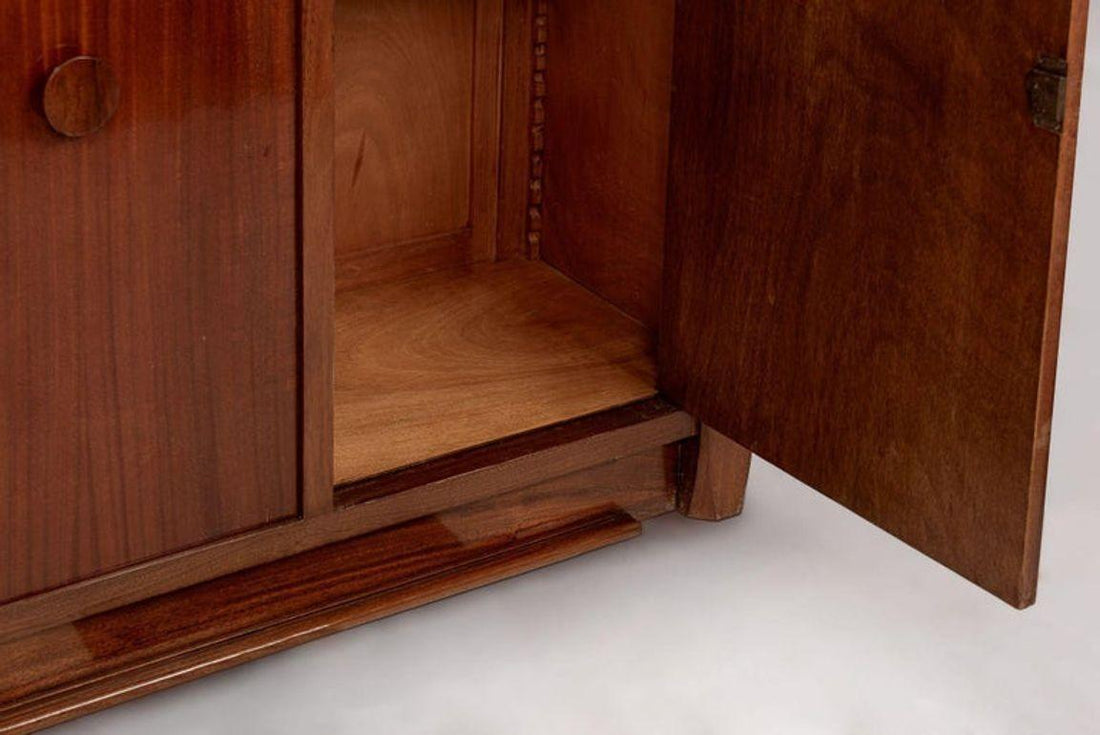 Antique French Art Deco Mahogany Sideboard Cabinet by Andre Sornay