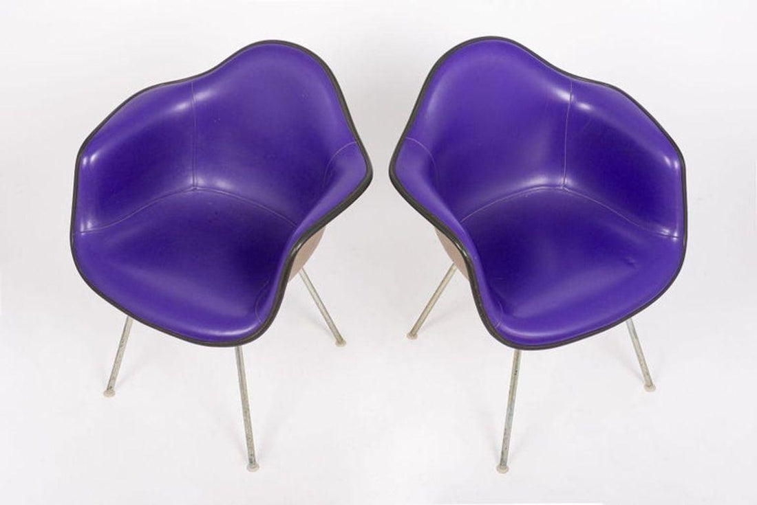 Mid Century Purple DAX Lounge Chairs by Eames for Herman Miller, 1960s
