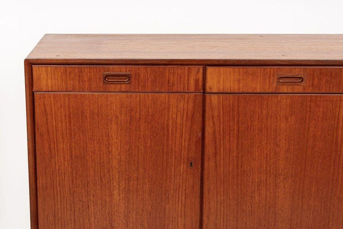 Mid Century Swedish Teak Wood High Cabinet Credenza or Sideboard