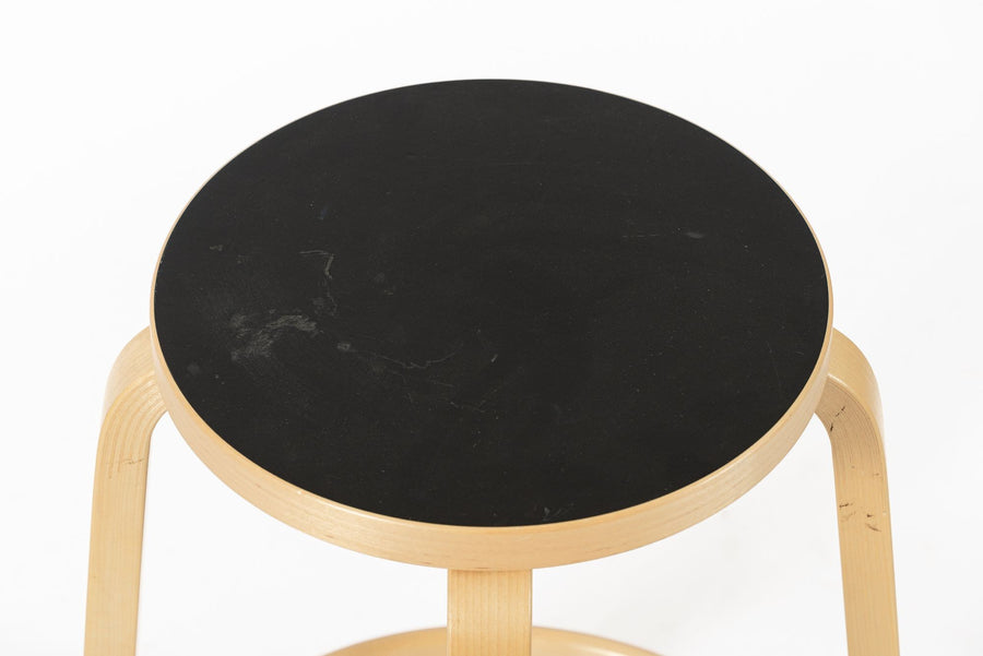 Mid Century Finnish Birch & Black 64 Stools by Alvar Aalto for Artek, 2015