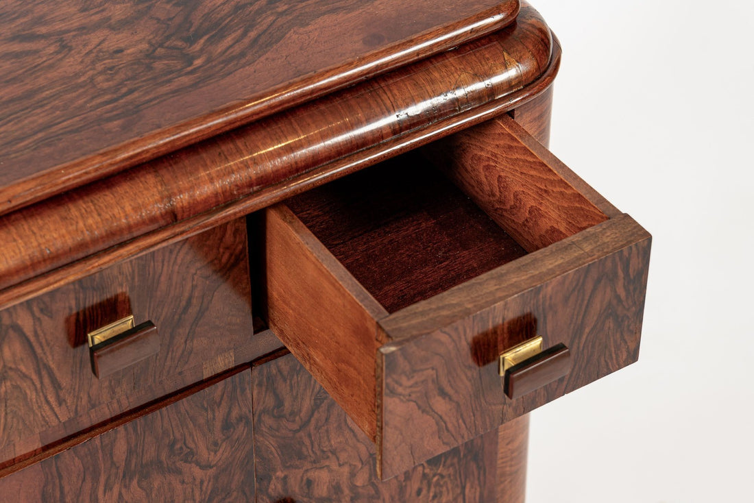 Antique Art Deco Small Wood Side Cabinet or Nightstand 1940s