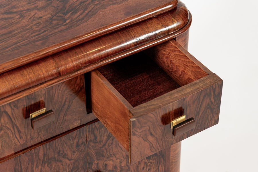 Antique Art Deco Small Wood Side Cabinet or Nightstand 1940s