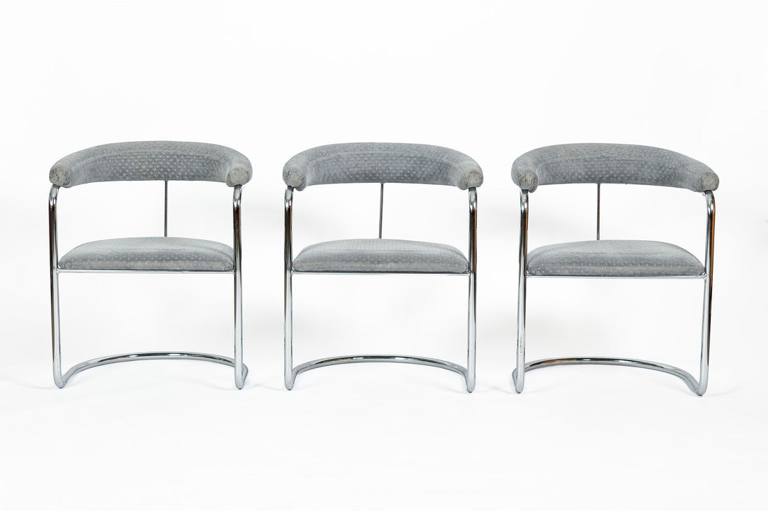 Set of 6 Mid-Century Modern SS33 Chrome Dining Chairs by Anton Lorenz for Thonet, 1970s