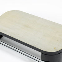 Art Deco Coffee Table in Black Lacquer and Metal Leaf, circa 1935