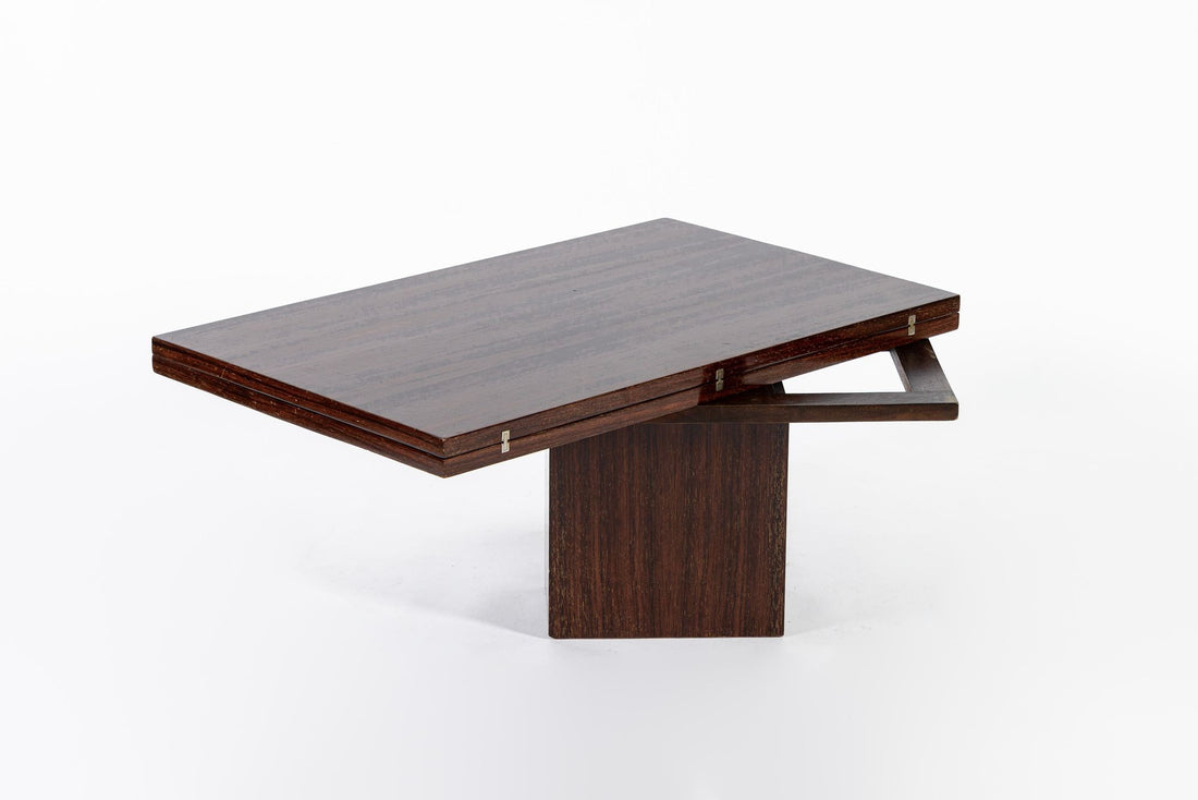 Antique French Art Deco Folding Wood Coffee Table by Francisque Chaleyssin (Attr) 1930s