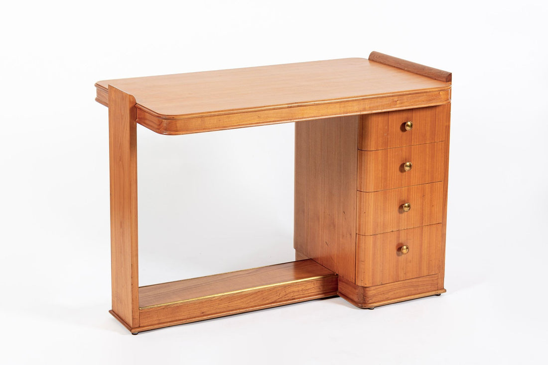 Antique French Art Deco Dominique Lemonwood Desk 1930s
