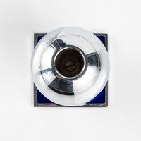 Art Deco Chrome and Cobalt Blue Candleholders by Walter von Nessen for Chase, 1930s