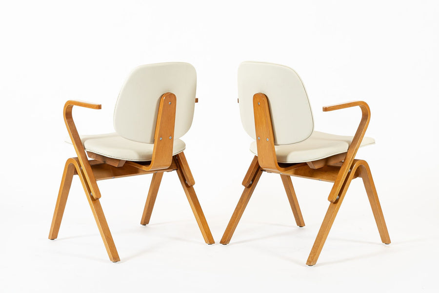 Mid Century Plywood Arm Chairs by Joe Atkinson for Thonet