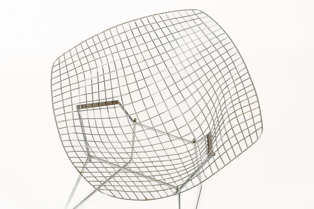 Mid Century Silver Diamond Wire Lounge Chairs by Harry Bertoia for Knoll