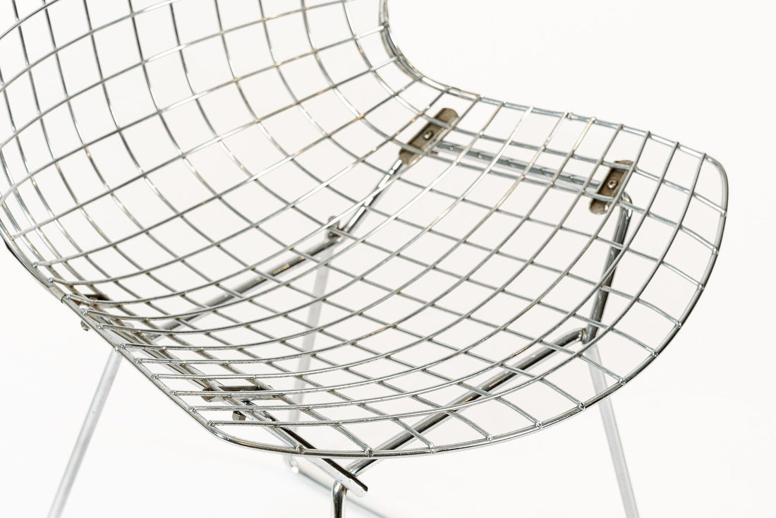 Mid Century Modern Silver Wire Dining Side Chairs by Harry Bertoia for Knoll